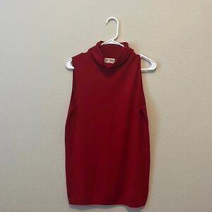 Kate & Mallory - Red Sleeveless High Neck Blouse